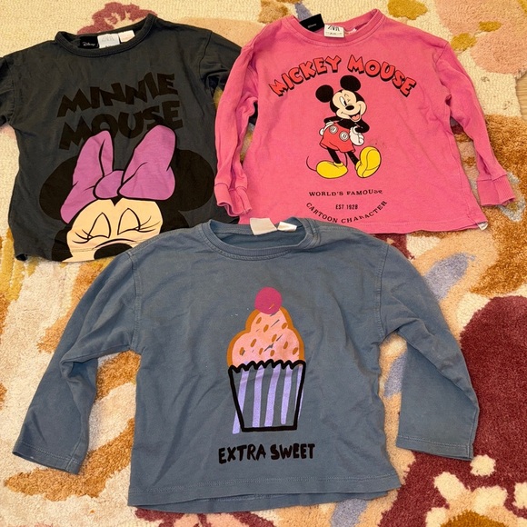 Bundle Zara Kids Disney long sleeve tee crewneck toddler girl mickey mouse - Picture 8 of 8